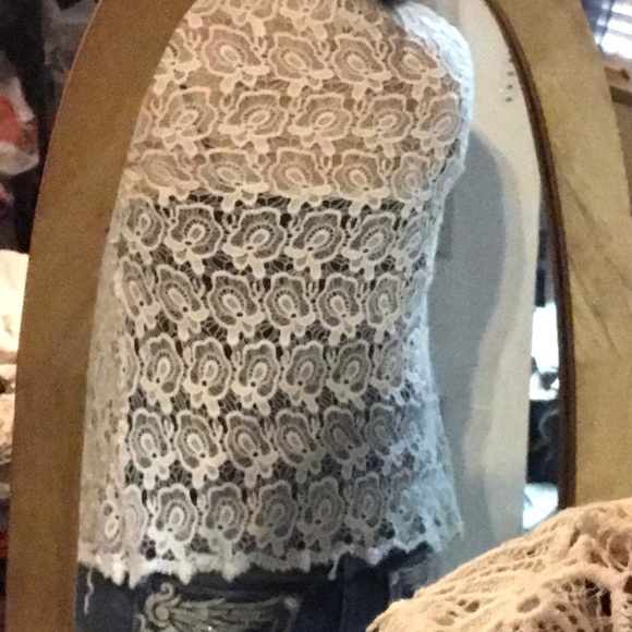 Gimmicks bke crochet floral fringe arms white Sz M - Picture 5 of 10